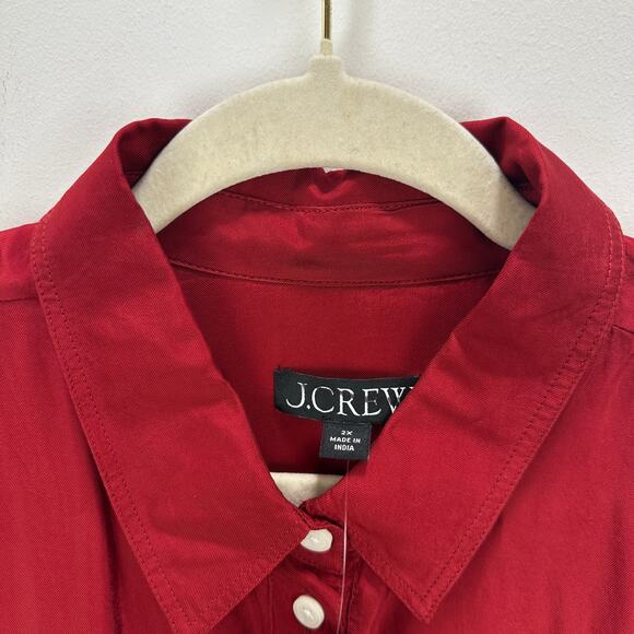 J.Crew Amelia Popover Shirtdress Drapey Viscose Twill Burgundy Ruffle 2X NWT - Picture 4 of 15